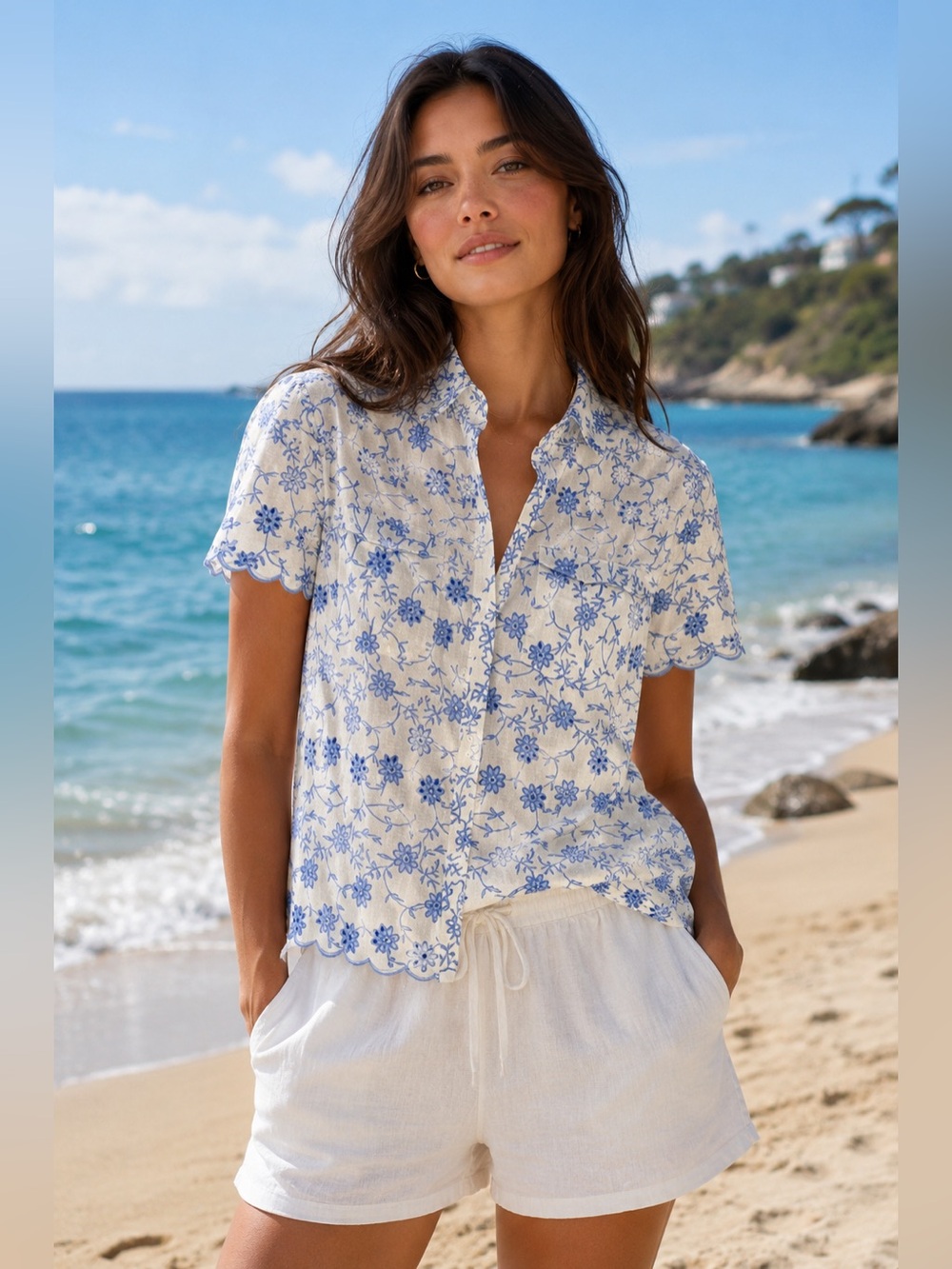 Shore - Blue and White Floral Casual Shirt